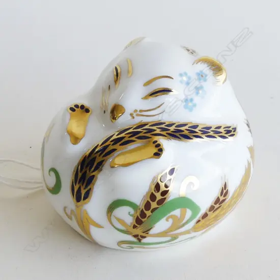 A Royal Crown Derby porcelain paperweight Doormouse